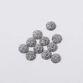 Close-up of 12mm silver resin druzy cabochons with sparkling crystalline texture - Silver Grey Textured (6#)