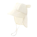 Adjustable kids sun hat with neck protection flap and cute ears in cream beige - 50-52CM / Off White