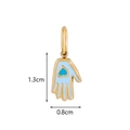 Blauer Hamsa Hand Emaille Anhänger in Goldoptik mit Maßangaben und Gewicht - Hamsa Palmenanhänger (K1) / Hellblau