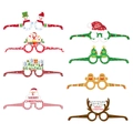 8er-Set festliche Weihnachtsbrillen aus Papier mit Schneemann-, Rentier- und Nikolaus-Motiven - Weihnachten