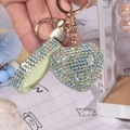 Funkelnder herzförmiger Strass-Schlüsselanhänger mit Band und Karabinerverschluss für Taschen - Hellgrün