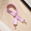 Pink and white herringbone crossbody strap with gold metal hooks on a neutral background - Pink and White N (Gold Buckle)