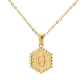 Hexagonal 18K gold-plated stainless steel necklace with letter Q pendant detail - Gold Q (With Chain)