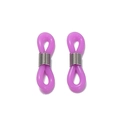 Pair of purple silicone non-slip eyeglass chain connectors with metal spring coils - Purple / Silver Metal Ring