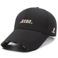 Black cotton baseball cap with NSDC embroidery and curved brim for outdoor sports - Adjustable / Black with Gold Embroidery