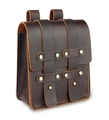 Detail of vintage brown crazy horse leather waist bag with metal rivets and white stitching - Large / Dark Brown