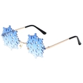 Rimless snowflake sunglasses with blue gradient lenses and golden metal temples - Gold Frame Blue Gradient