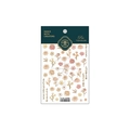 Floral nail stickers TS-1645 with pink gold-edged flowers and Chinese calligraphy - Flowers Blooming Together (TS-1645)