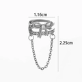 Silver butterfly ear cuff with micro-pave zircons and chains measuring 1.16cm by 2.25cm - Bowknot Zircon Tassel Ear Clip / Silver #8