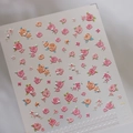 3D embossed rose flower nail stickers with white lace and pearls design TL-224 - Rose Relief Style (TL-224)