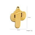 14K gold plated cactus charm with cowboy hat, 17mm stainless steel DIY jewelry pendant - Cactus with Cowboy Hat / 18 Cactus