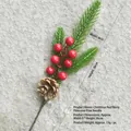Mini Christmas pine branch with red berries and pine cone decoration, 26cm tall - Red Berry Pine Cone Triple Pine Needle 26CM