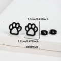 Black stainless steel cat paw heart earrings with dimensions 1.1x1.2cm and 2g weight - Paw Print Shape (089 Black)