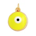 Golden alloy Evil Eye charm with yellow enamel finish and top ring for DIY jewelry - M659608 / Yellow