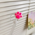 Pink cat paw silicone straw cover cap for Stanley cups with dustproof protection - Cat Paw Bright Red / 10mm