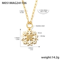 Gold snowflake pendant necklace in stainless steel with zircon and white oil drip finish - White Snowflake
