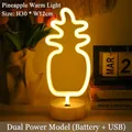 Pineapple neon night light with warm yellow glow and USB battery base for home decor - Pineapple Warm Light
