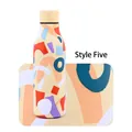 Insulated 304 stainless steel sports bottle in Style 5 with colorful graffiti art design - Painted Geometric Yellow