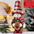 Christmas snowman doll in red plaid hat and green coat, standing 40cm holiday ornament - Standing Snowman - 006-B