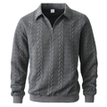 Jersey gris oscuro para hombre con cremallera corta y diseño de punto trenzado - S / Gris