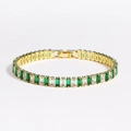 Tennis bracelet with emerald green and clear baguette-cut zircons in gold finish - Gold White and Green Zircon