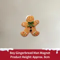 Christmas gingerbread man fridge magnet with green bow tie and candy accents, 8cm tall - Boy Gingerbread Man