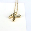 18k gold plated bubble letter K pendant necklace with sparkling cubic zirconia stones - Letter K