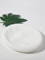 Breathable white knitted beret for women with classic minimalist textured pattern - Adjustable / White