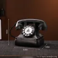 Vintage matzwart telefoonmodel met draaischijf, afmeting 17x10x12,5 cm, hars textuur - Vintage Draaischijf Stijl (7111-13)