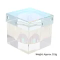 Iridescent crystal glass nail art cup with rainbow gradient finish weighing 319g - Colorful Square Crystal Cup
