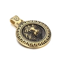 Retro lion head medallion pendant in gold finish with vintage embossed details - Gold Pendant (Pendant Only) (KP109208-MI)