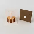 3D pop-up birthday card set with striped cake model, kraft envelope and gold seal sticker - Design E-HK8006