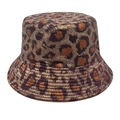 Macro detail of leopard jacquard pattern and reinforced stitching on a bucket hat - M (56-58cm) / Deep Purple Black Caramel Leopard (1#)