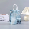 Detailed view of blue marble gift bag with gold foil Just For You text and white handles - Blue Marble Pattern (Large Size) (34-1)
