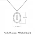 Pendente ovale in argento 925 placcato oro bianco 18K con lettera G e cristalli lucidi - Stile Lettera G con Cornice Ovale Incastonata di Strass / 40-50cm Regolabile / Oro bianco