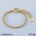 18k gold plated stainless steel chain bracelet featuring a round letter P pendant - Gold - Letter P (KB186379-Z)