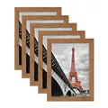 Five-piece natural wood picture frame set in original timber finish for tabletop or wall - 6 Inch / Beech Color