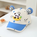Macro shot of kids panda baseball cap featuring plush ears and 3D banana panda badge - 3-6 Years / Blue Panda