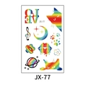 Tatouage temporaire pailleté arc-en-ciel avec motifs chat, amour et étoiles - JX-77