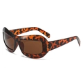 Lunettes de soleil bouclier avec verres marron foncé et motif léopard ambre - Monture Écaille