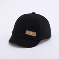 Casquette de baseball noire pour bébé avec patch ours et étiquette en cuir faite main - 48cm (6-18 Mois) / Noir