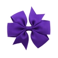 Detailed view of dark purple grosgrain ribbon bow with elegant swallowtail cut design - Dark Purple (26)
