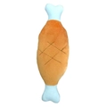 Plush chicken leg pet chew toy with orange plush body and white bone ends - Double Head Chicken Leg