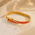 2004 Gold And Red Leather Belt Bracelet