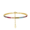 Rainbow gemstone S925 sterling silver gold plated tennis bracelet for women - 14K Gold 3mm Rainbow Zirconia (16.5+5cm)