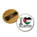 Palestine flag heart crystal glass brooch with I Love Palestine design and bronze pin back - Antique Bronze-12 (Heart Flag)