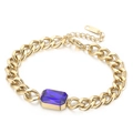 Bracciale a catena cubana dorato con ciondolo rettangolare in cristallo viola - Stile Cristallo Viola (KB158123-DX)