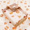 Cotton gauze baby swaddle blanket with orange cartoon sun and tiger prints - 6-Layer Wide Edge 110*110cm / Cute Pet Time