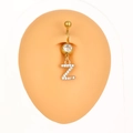Piercing ombelico dorato con ciondolo lettera Z e cristalli su modello in silicone - Lettera Z (Z-269) / Argento