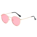 Retro round polarized sunglasses with pink lenses and gold metal frame for women - Gold Frame Ocean Pink (Polarized) C15